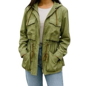 Snidel‎ Olive Green Convertible Utility Hooded Jacket Crop or Long